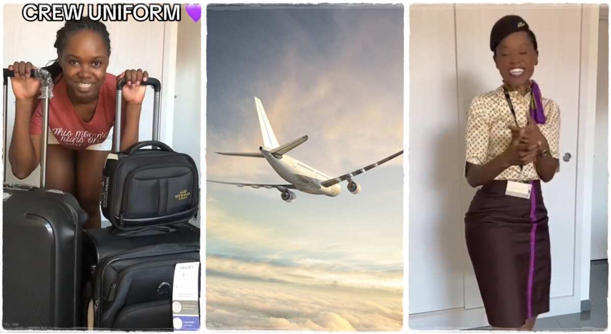 Photos of Donna who got a job with Etihad Airlines.