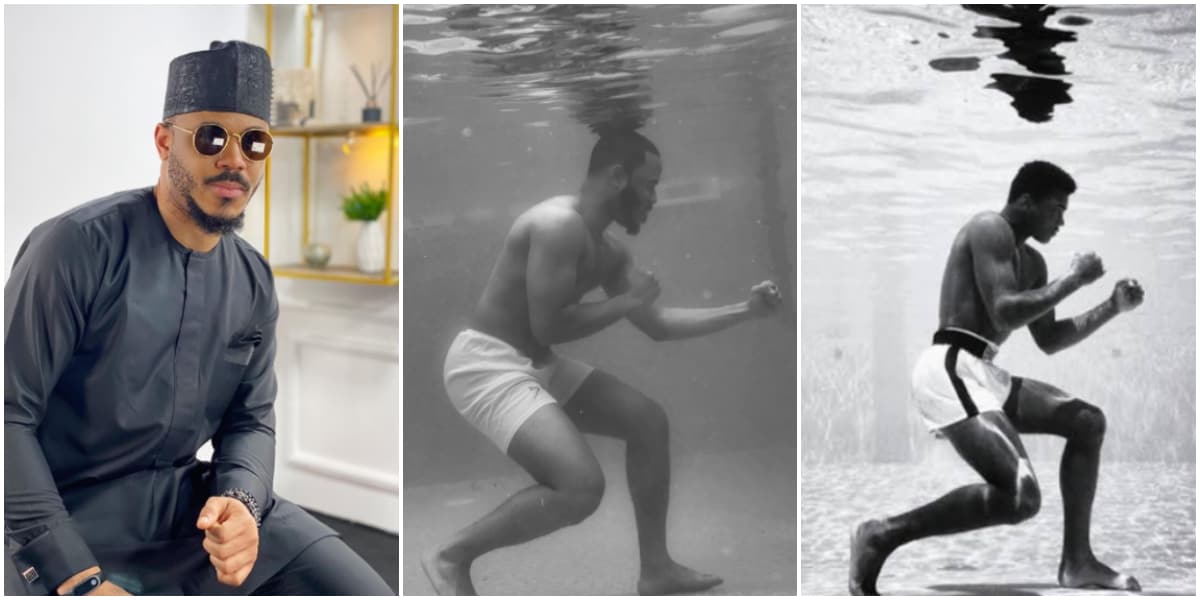 BBNaija: Ozo recreates Muhammed Ali's underwater pose (photo)