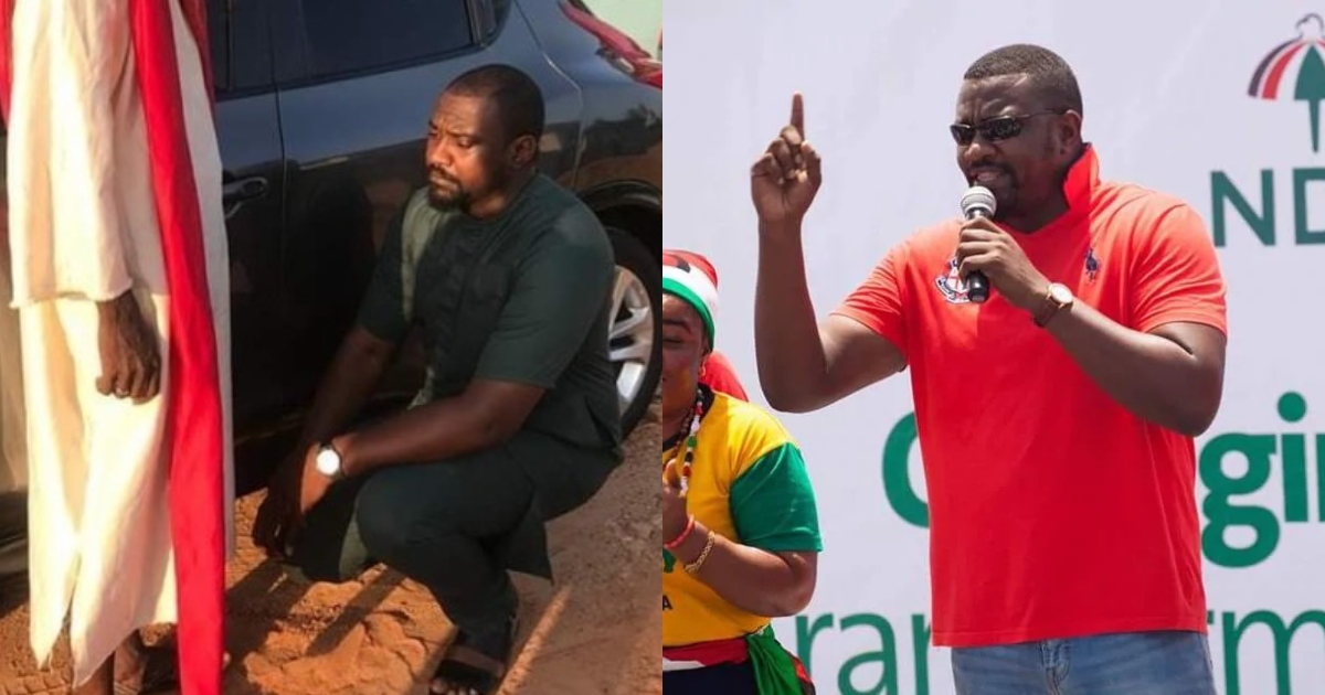 John Dumelo prays with Bible for victory in Ayawaso election