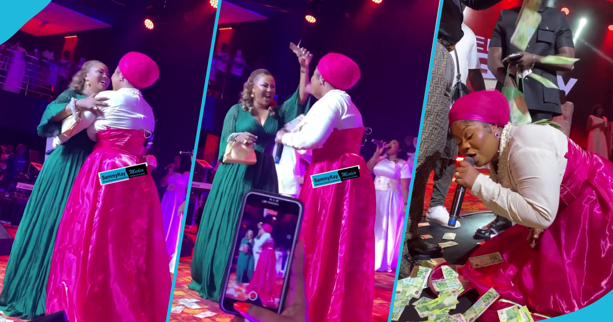 TREC 2024: Nana Ama McBrown showers GH¢50 notes on Empress Gifty at her headline concert, video warms hearts
