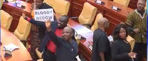 NDC MPs who held 'bloody widow' placards can not be identified - Parliament