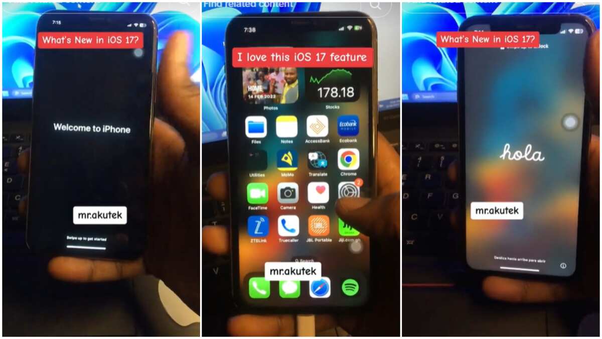 Man upgrades his iPhone to iOS 17, switches it on and uses standby feature while charging
