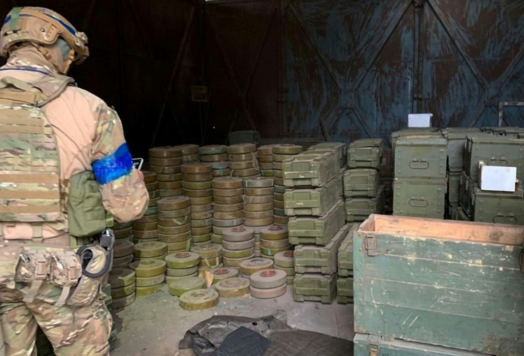 A Russian ammunition arsenal that was lost after a Ukrainian army offensive in Izyum, Kharkiv region