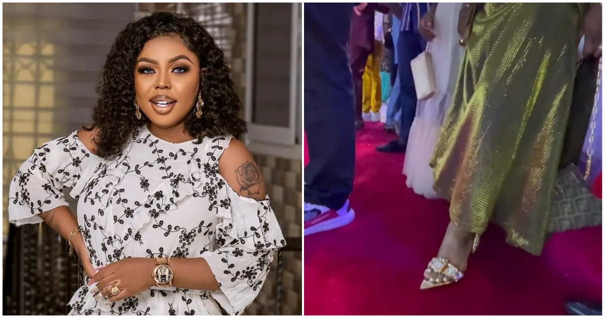 Afia Schwarzenegger dazzles in green dress and star-studded heels at Piesie Esther's concert, video drops