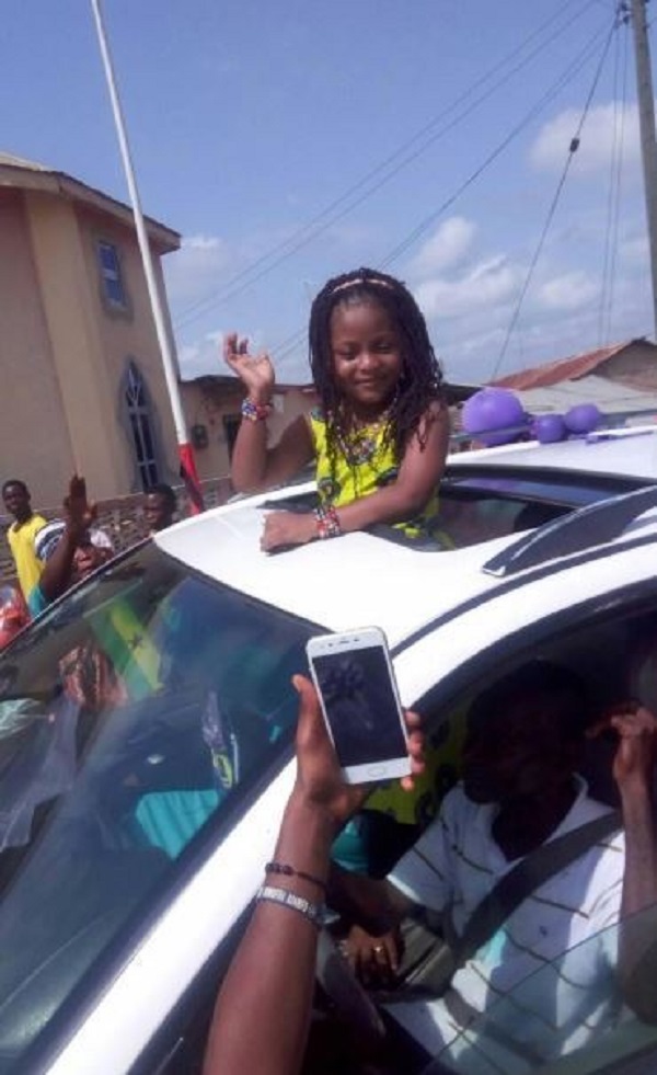 Ajumako Township welcomes Nakeeyat Dramani home after winning Talented Kids season 10 (Photos)
