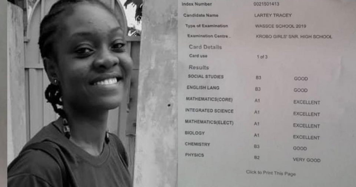 Krobo Girls' student who got 4As & 4Bs in WASSCE in 2019 Still home for lack of Money
