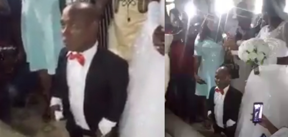 Short man gets many reacting as he weds bride in church