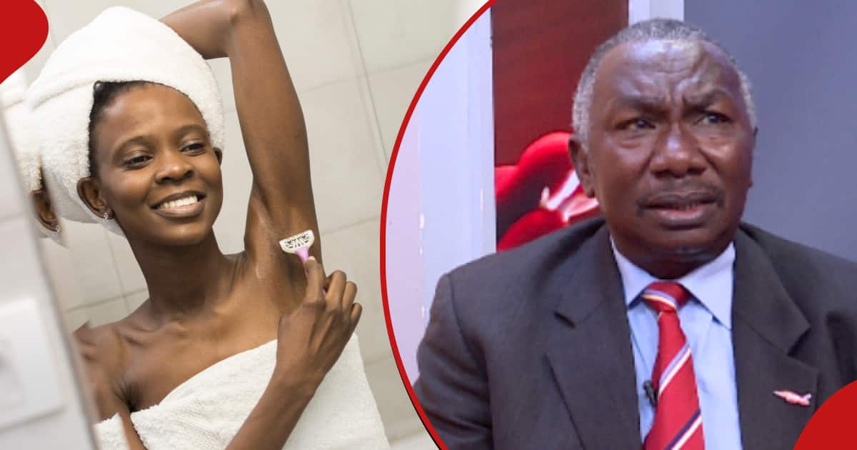 A lady (l) shaving her underarm, gynaecologist Dr Ignatius Kibe (r) warns against shaving pubic hair.
