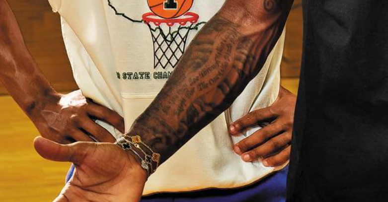 LeBron James script tattoo is placed on his inner right arm