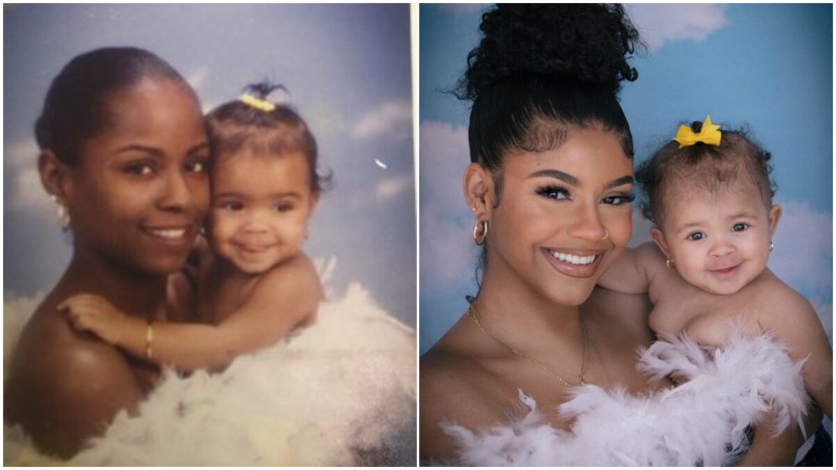 Lady recreates childhood photo of mum and her with daughter 24 years later