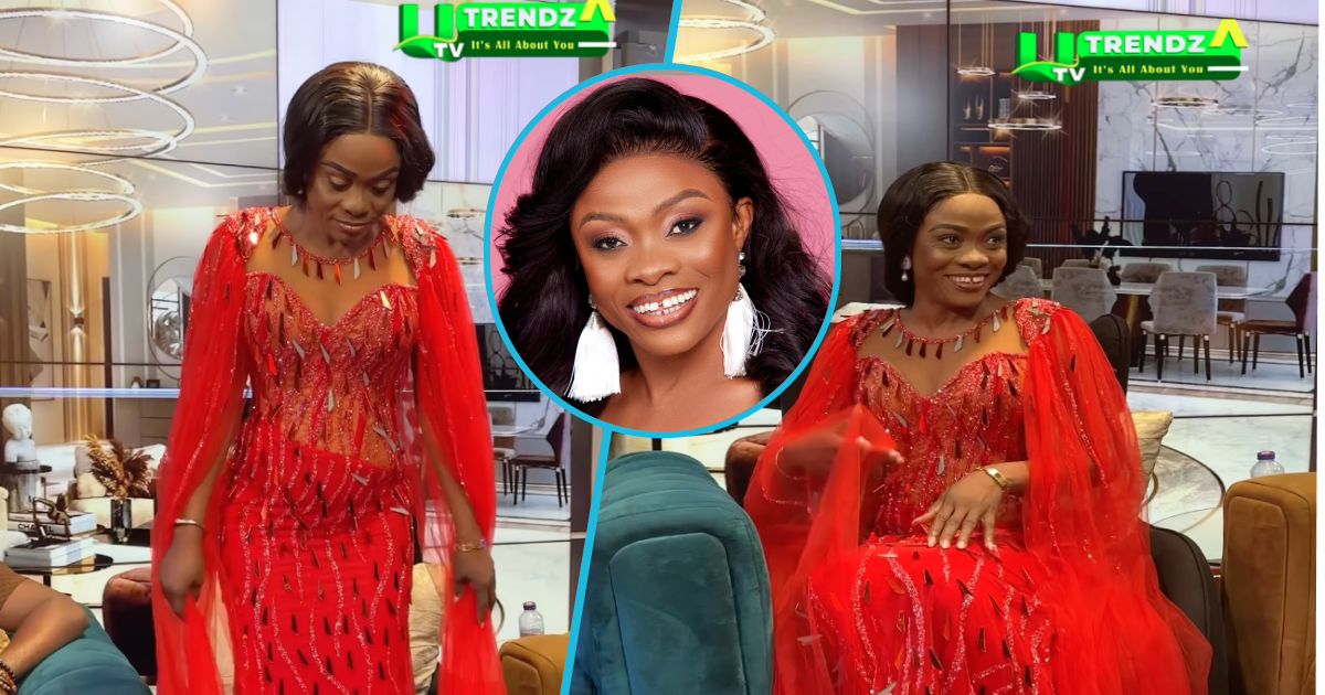 Diana Asamoah outshines MzGee as she rocks a red corseted dress designed with broken glasses on United Showbiz