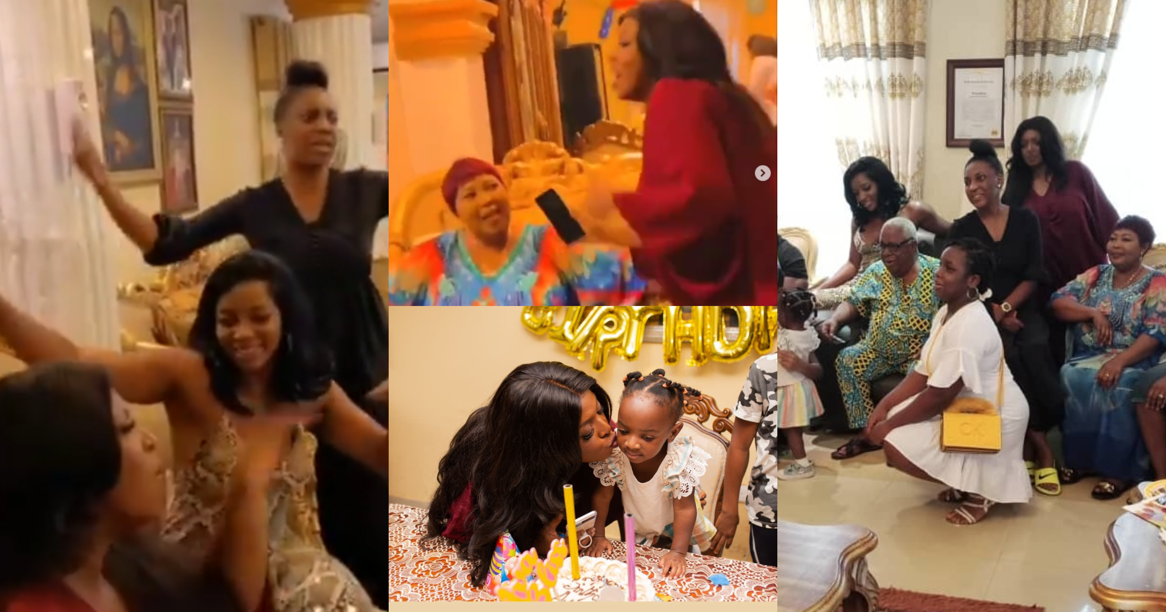 Awesome family - Yvonne Okoro flaunts parents & siblings at family party; videos warm hearts