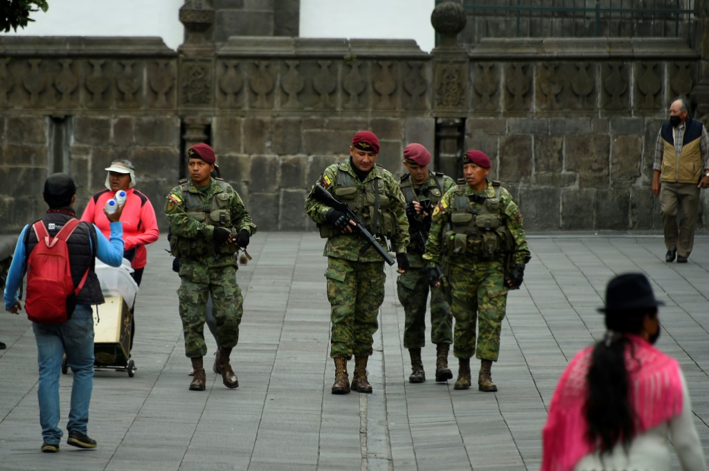 Security forces patrol Quito's historic center on June 26, 2022