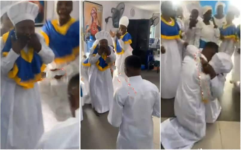 Man proposes to his girlfriend inside church