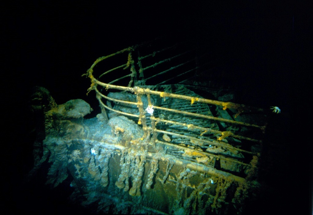 The Titanic bow lies deep in the North Atlantic