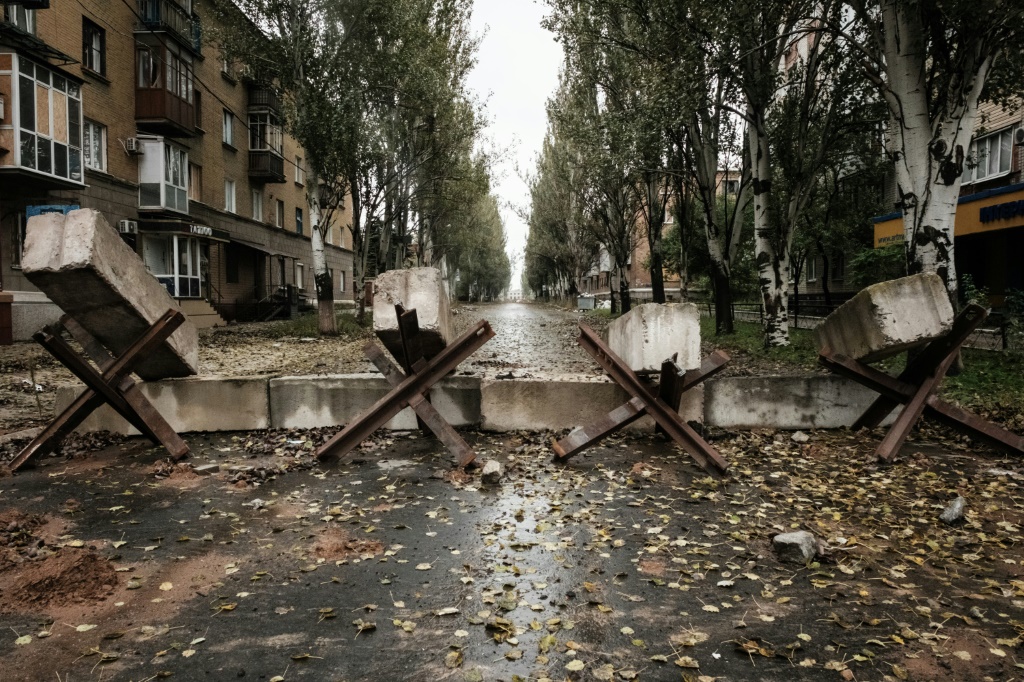 Ukrainian forces have been defending Bakhmut since Russian troops attacked the city in May, and the streets are lined wth rubble and tank traps