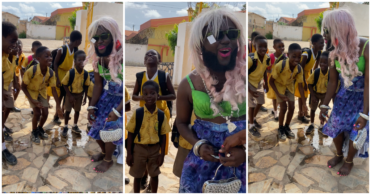 DJ Azonto gifts children money and dances with them