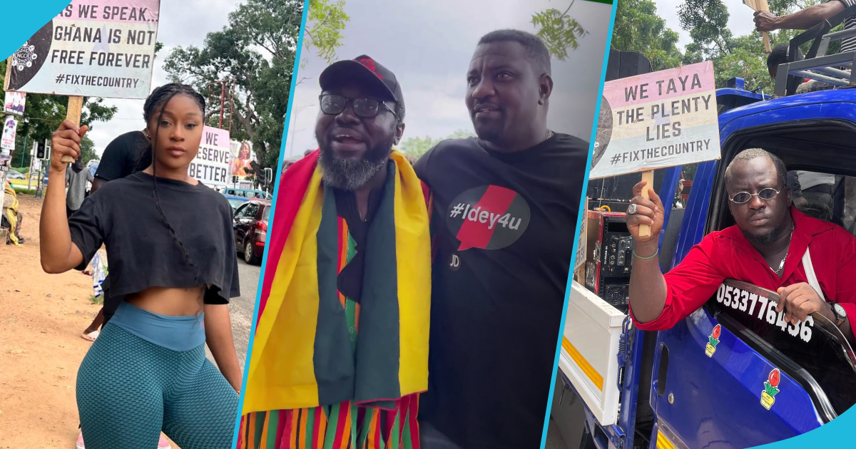 Occupy Julorbi House: John Dumelo, Efia Odo, and other celebs protest with citizens, videos emerge