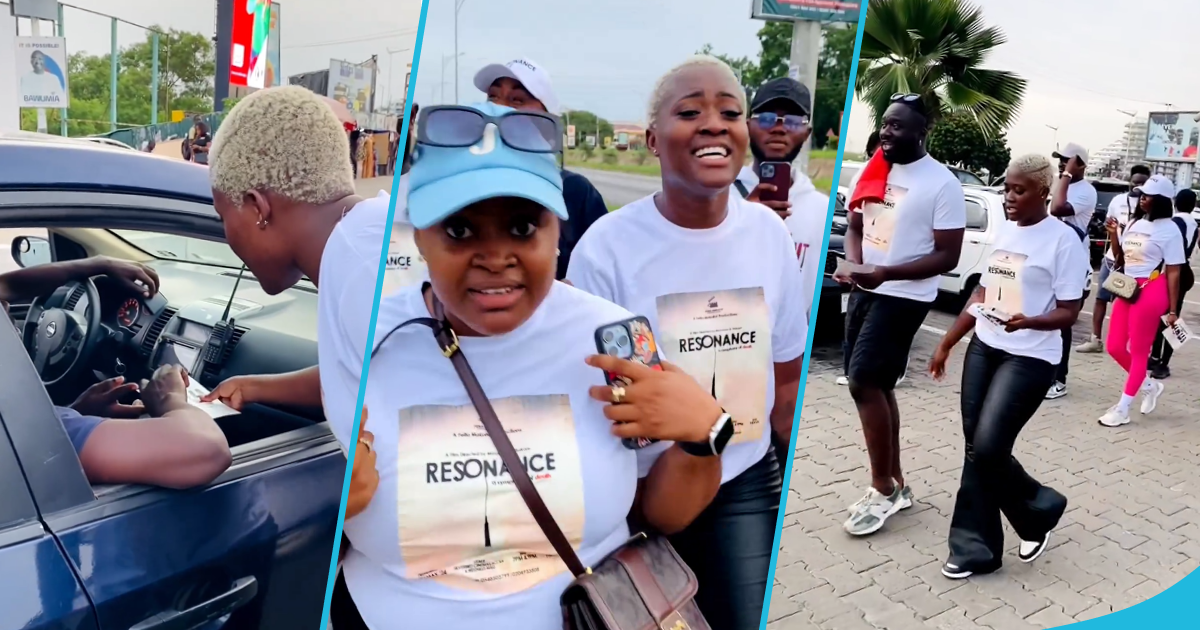 Fella Makafui and Resonance cast walk from Accra Mall to UG sharing fliers to promote movie premiere