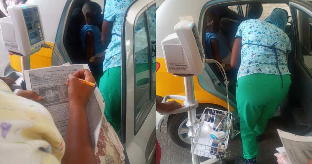 Ghanaian man gets attended to in taxi over lack of bed after being rushed hospital