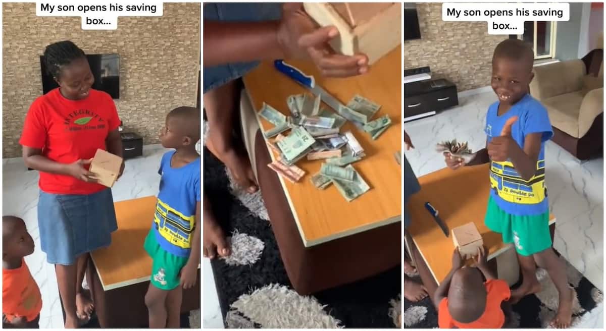 "Already a millionaire": Wise Nigerian boy breaks his piggy bank, counts 120 Cedis in viral video