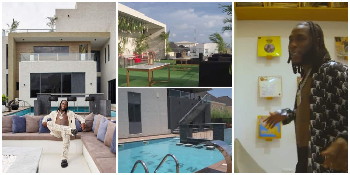 Burna Boy's shows off interiors of luxury Lagos mansion in a 2-minutes house tour clip