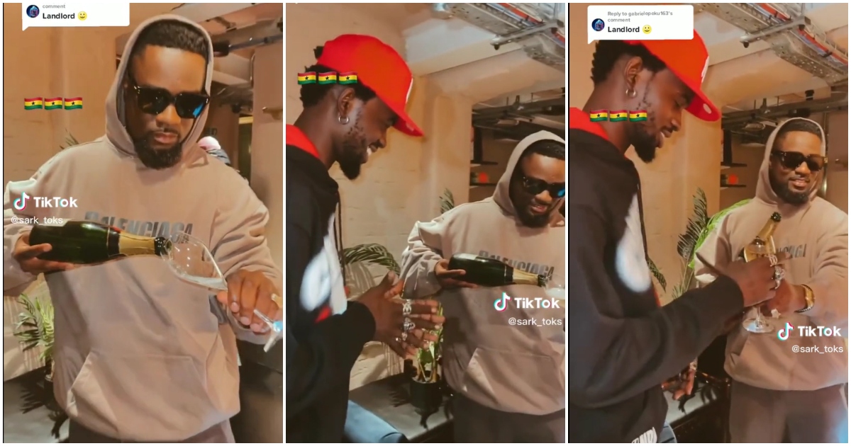Sarkodie And Black Sherif: Obidi Pours Champaign For Black Sherif In Video