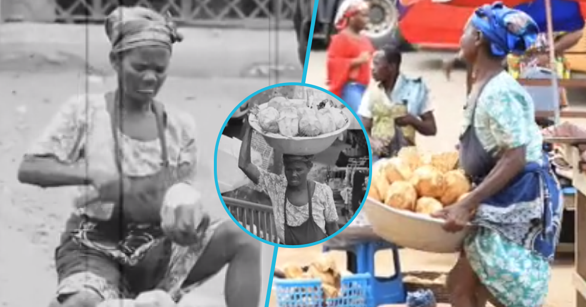 Photos of 82-year-old coconut seller.