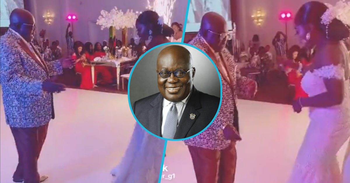Photo of Akufo-Addo, the elderly man and the bride.