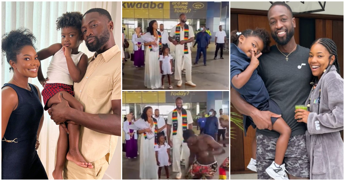 US Actress Gabrielle Union And Family Arrive in Ghana For Wade Tour 2022; Receive Warm Welcome at Airport