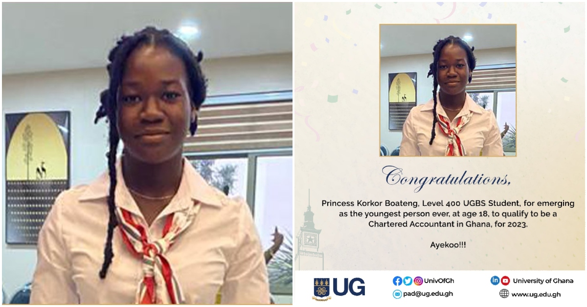 Princess Korkor Boateng: Level 400 UGBS student becomes Ghana's youngest qualified chartered accountant at 18