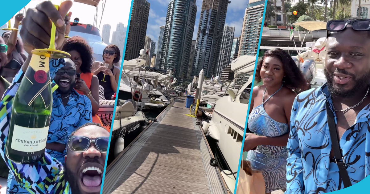 Hajia Bintu, Wesley Kesse and others were on a yacht in Dubai