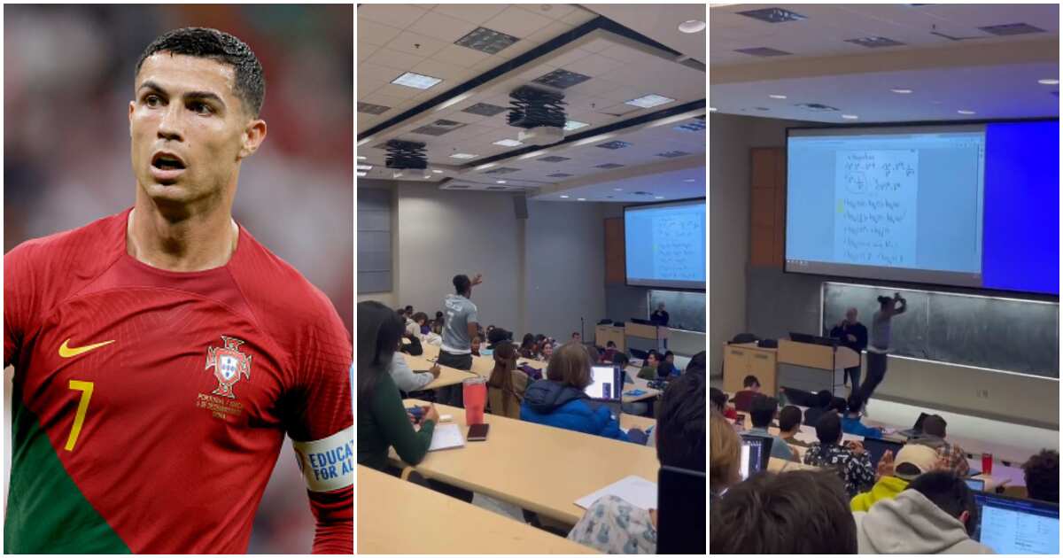 Drama as student interrupts Oyinbo lecturer, does Ronaldo's 'Siu' celebration in front of class