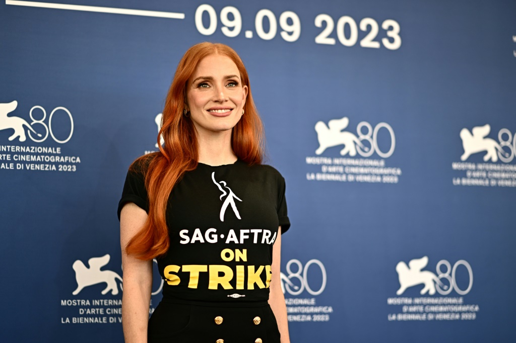 Chastain said she was 'incredibly nervous' to come to Venice during the strike