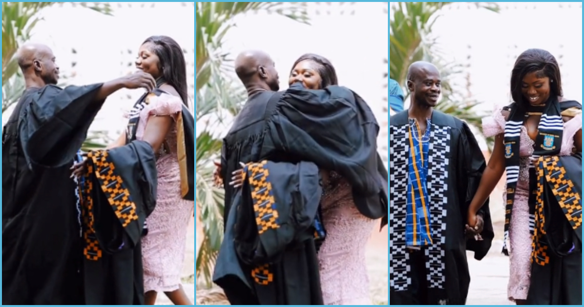 University of Ghana: Ghanaian lady gets emotional as she and her dad graduate on same day