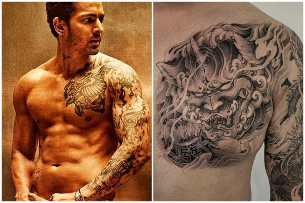 good vs evil tattoo chest