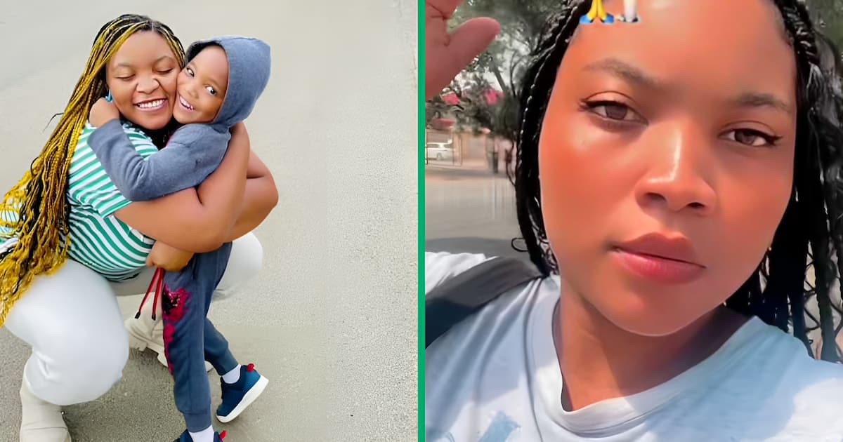 A TikTok video shows a woman travelling with her son overseas.