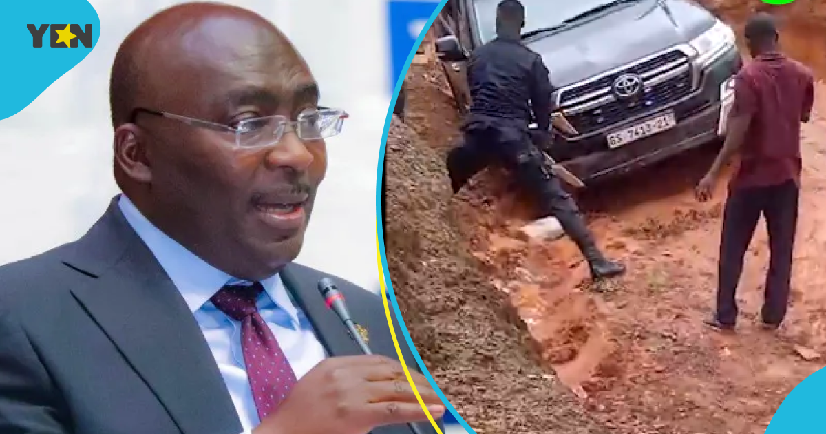 Bawumia's convoy gets stuck in Ashanti Region due to poor roads, video trends