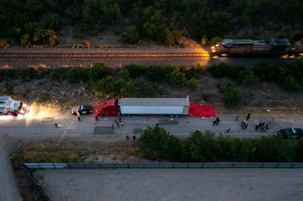 Dozens of migrants were found dead on June 27, 2022 after being abandoned in a sweltering tractor-trailer in San Antonio, Texas