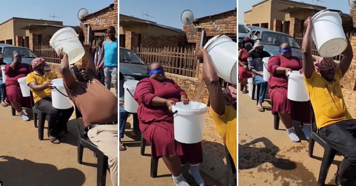 Elderly people trying the water bucket challenge