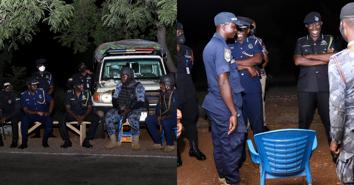 Dampare visits and interacts with night police patrol team on Walewale-Bolga road