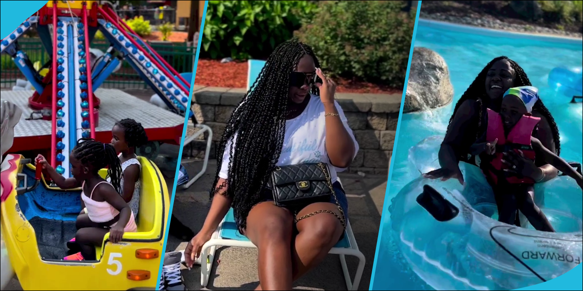 Tracey Boakye takes her family to a park and go swimming as they enjoy the summer holidays in the U.S, video drops