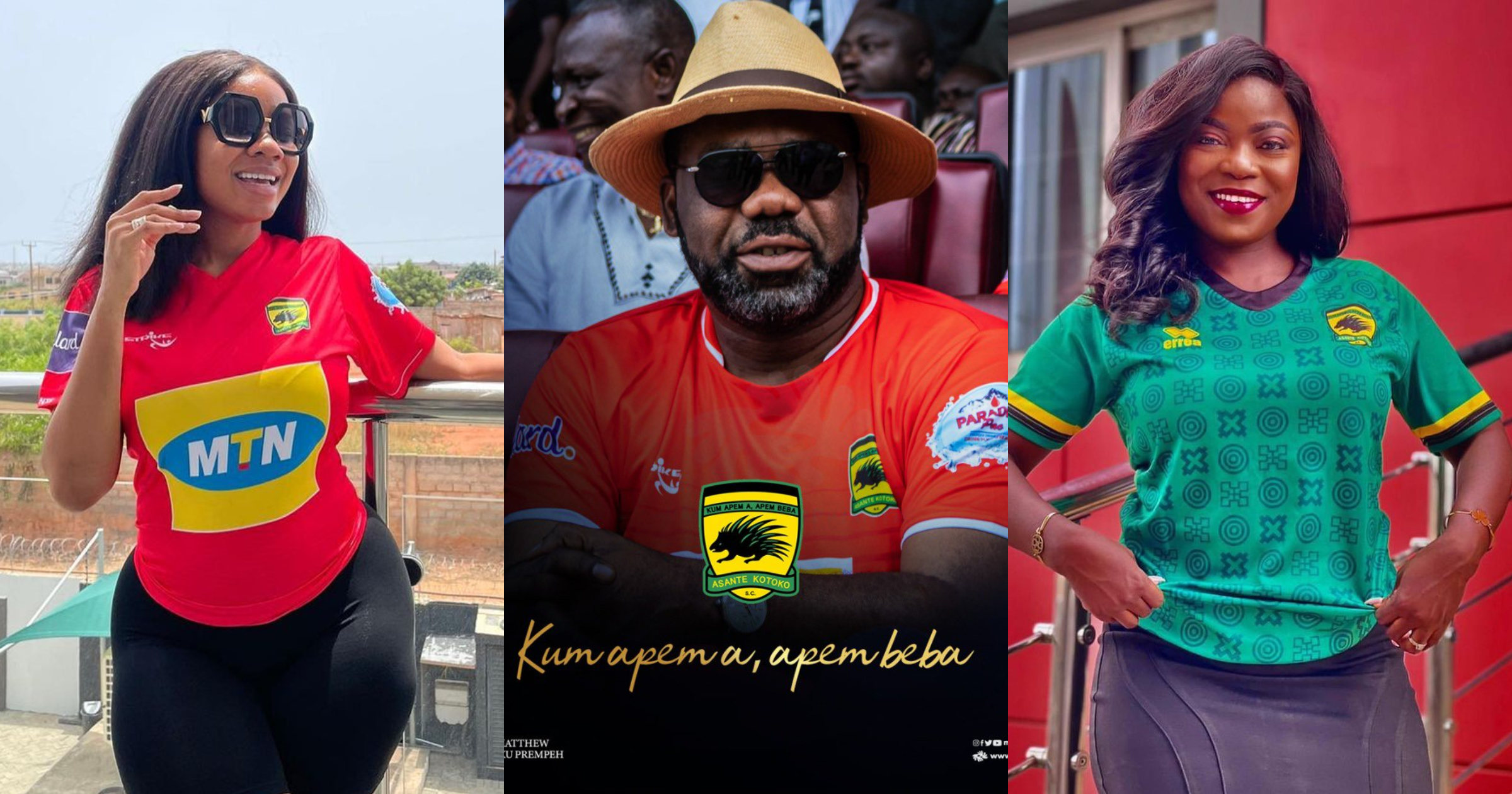 Hearts Vs Kotoko: Serwaa Amihere, Kuami Eugene Vim Lady, Oppong Nkrumah & Other Famous Kotoko Supporters