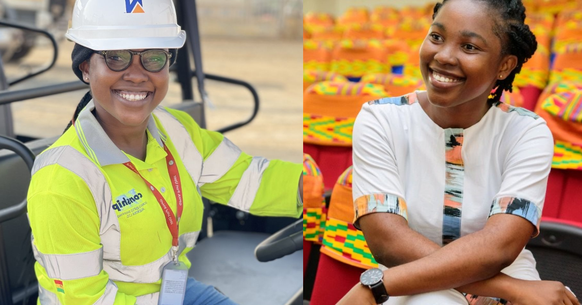 Beautiful lady announces becoming a site agent at Newmont Ghana