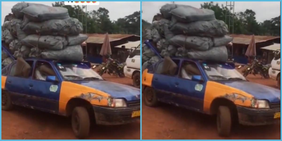 Ghanaian Driver Fills Taxi With 50 Bags Of Charcoal To The Market