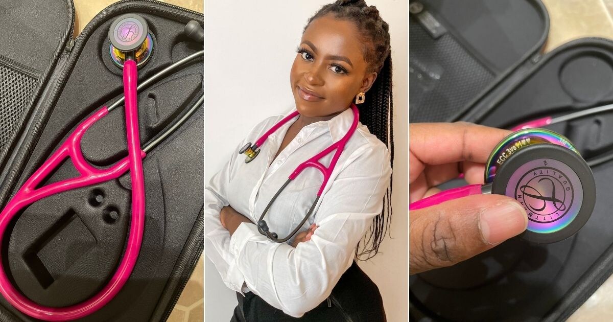 A young Medical student has thanked her mother after buying a stethoscope as a surprise gift. Image: Twitter