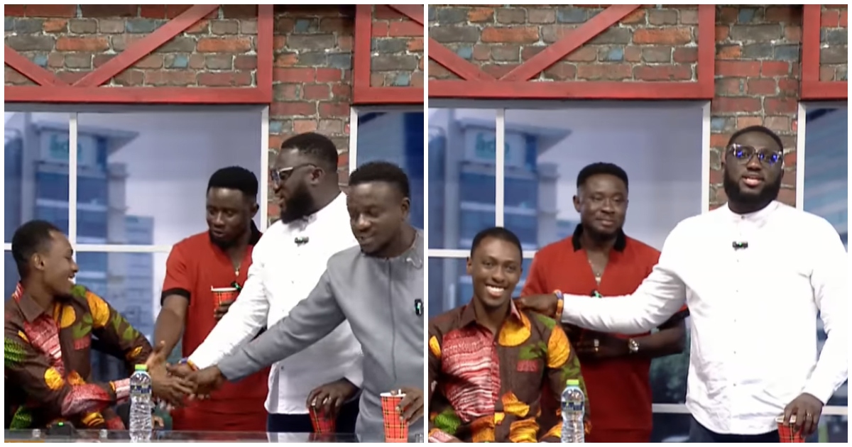Adorable video of Cwesi Oteng & MOG Music, Akese Brempong 
 and Perez Musik celebrating Nathaniel Codjoe on TV warms hearts