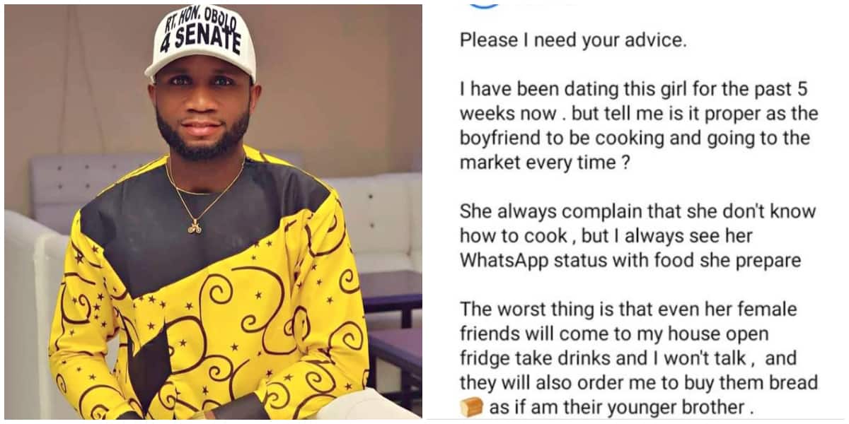 Nigerian man seeks advise on his girlfriend, says she complains not to know how to cook but posts food on her status