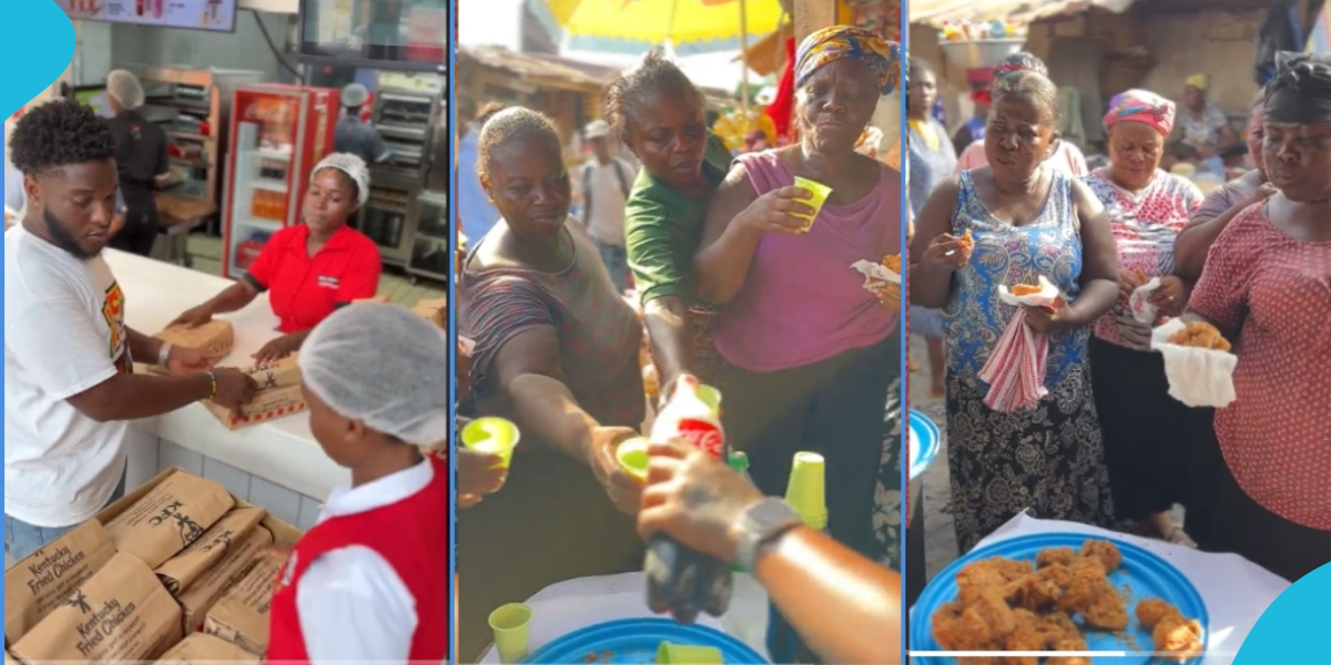 Official Starter shares KFC among Makola market women in an adorable video