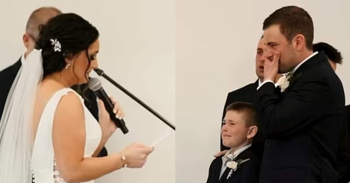 Bride spares beautiful vows for her stepson at her wedding.